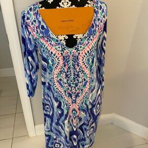 Lilly Pulitzer Blue and Pink Midi Dress